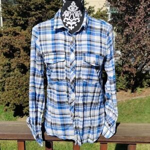 Woman’s Button Down Plaid Shirt